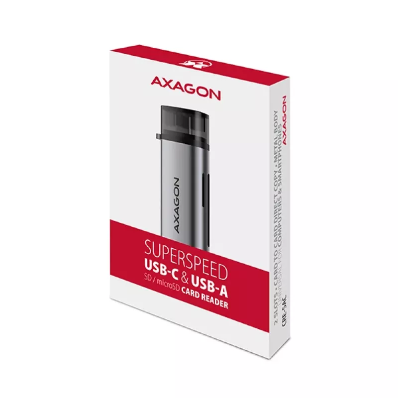 Leitor de cartões Axagon CRE-SAC SuperSpeed USB-C+USB-A 5 Gbit/s