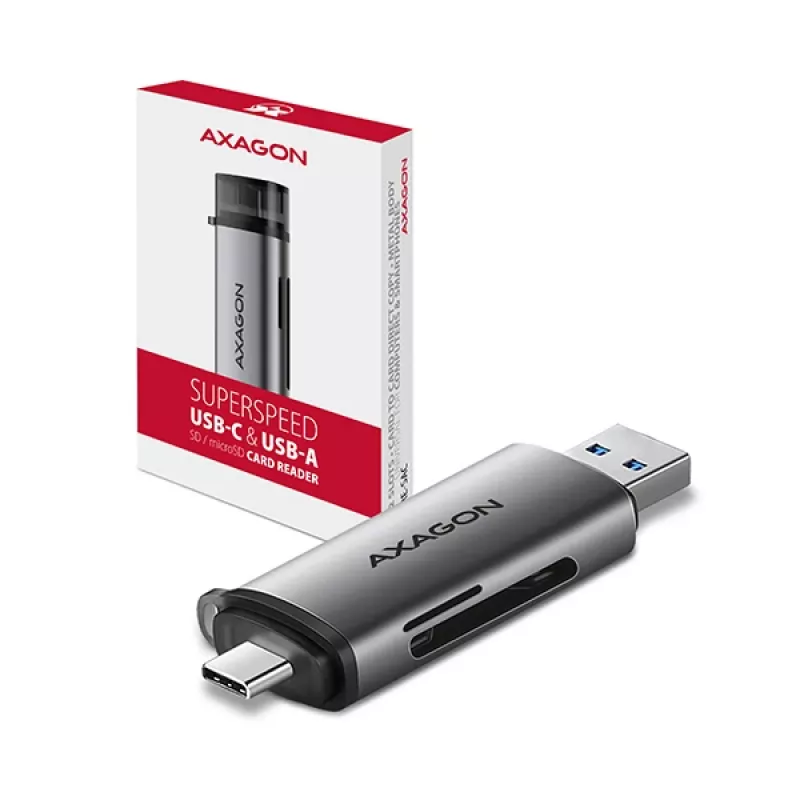 Leitor de cartões Axagon CRE-SAC SuperSpeed USB-C+USB-A 5 Gbit/s