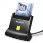 Leitor de cartões smart/ID de contacto universal de secretária Axagon com cabo USB-A longo. Adequado para a aplicação eObanka. Leitor de cartões smartcard interior USB 2.0 preto