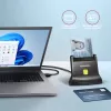 Leitor de cartões smart/ID de contacto universal de secretária Axagon com cabo USB-A longo. Adequado para a aplicação eObanka. Leitor de cartões smartcard interior USB 2.0 preto