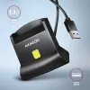 Leitor de cartões smart/ID de contacto universal de secretária Axagon com cabo USB-A longo. Adequado para a aplicação eObanka. Leitor de cartões smartcard interior USB 2.0 preto