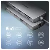 Axagon HMC-8HLSA, hub USB 5Gbps, 3x USB-A, HDMI 4K/60Hz, RJ-45, SD/microSD, áudio, PD 100W