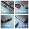 Axagon HMC-8HLSA, hub USB 5Gbps, 3x USB-A, HDMI 4K/60Hz, RJ-45, SD/microSD, áudio, PD 100W