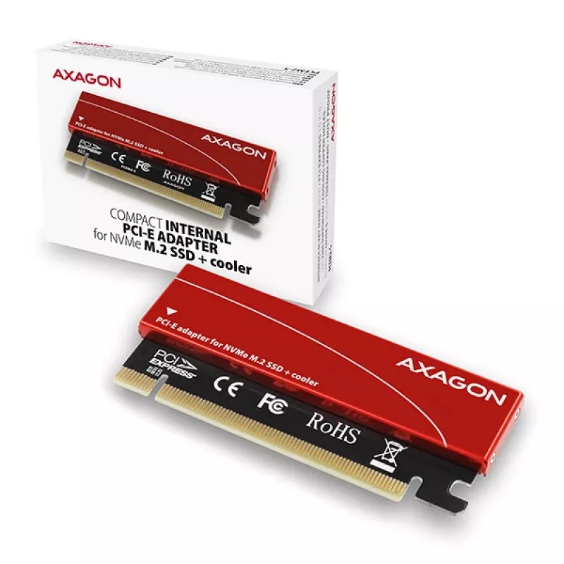 Adaptador Axagon PCEM2-S PCIe x16 - M.2 NVMe M-Key, com dissipador de alumínio passivo