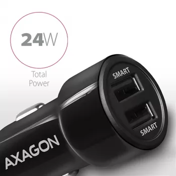 Carregador automático Axagon PWC-5V5 SMART 24W, 2 portas USB-A, 5V/2,4A + 5V/2,4A