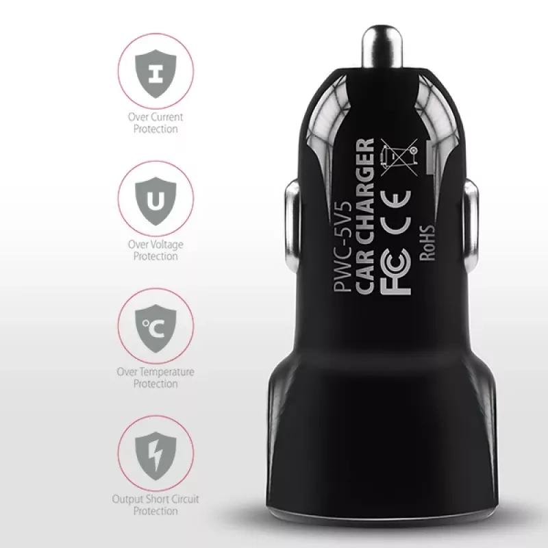 Carregador automático Axagon PWC-5V5 SMART 24W, 2 portas USB-A, 5V/2,4A + 5V/2,4A