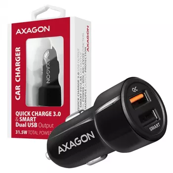 Carregador para dispositivos móveis telemóvel, smartphone, tablet, universal Axagon PWC-QC5 preto isqueiro carregamento rápido automóvel