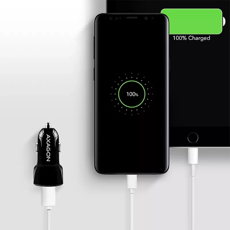 Carregador para dispositivos móveis telemóvel, smartphone, tablet, universal Axagon PWC-QC5 preto isqueiro carregamento rápido automóvel