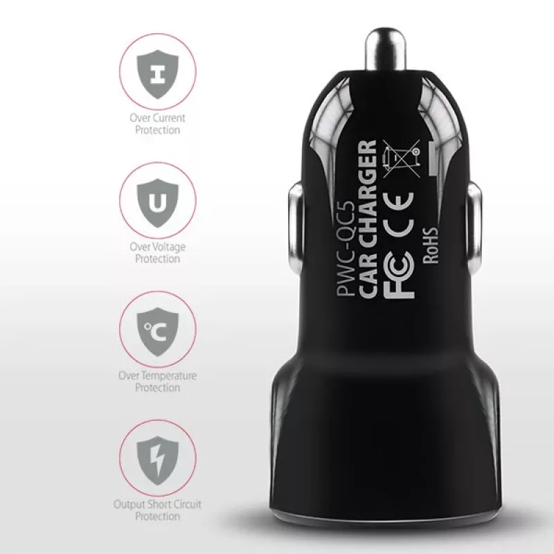 Carregador para dispositivos móveis telemóvel, smartphone, tablet, universal Axagon PWC-QC5 preto isqueiro carregamento rápido automóvel