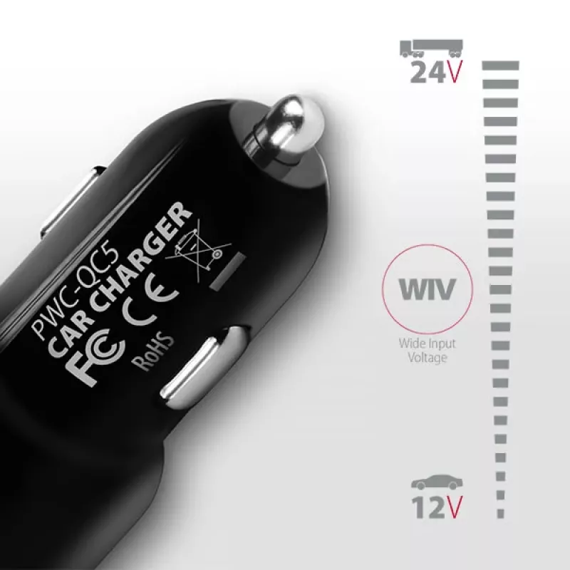Carregador para dispositivos móveis telemóvel, smartphone, tablet, universal Axagon PWC-QC5 preto isqueiro carregamento rápido automóvel