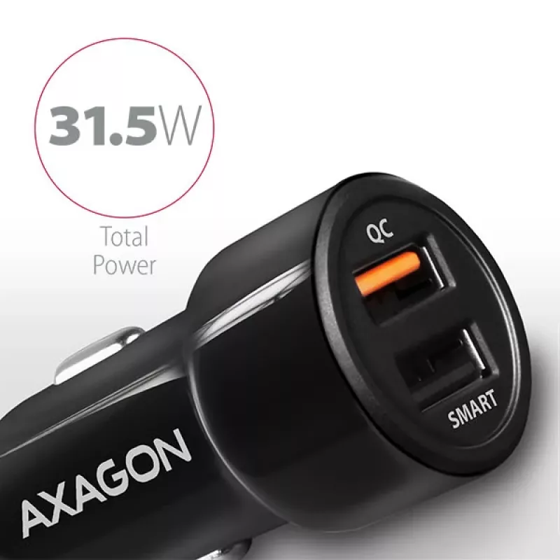 Carregador para dispositivos móveis telemóvel, smartphone, tablet, universal Axagon PWC-QC5 preto isqueiro carregamento rápido automóvel