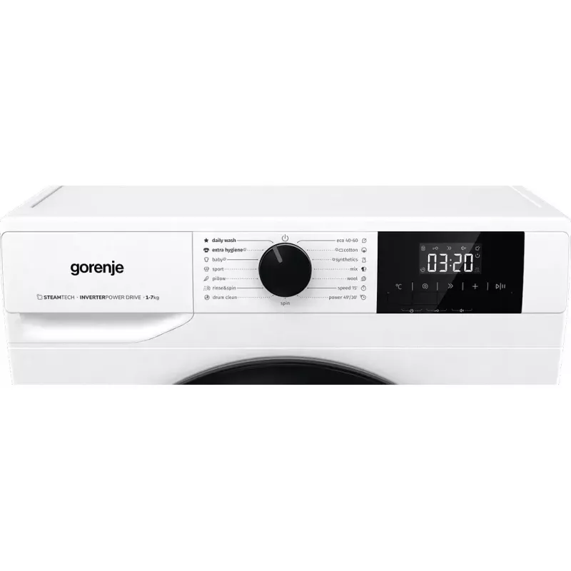 Máquina de lavar roupa Gorenje W3NGPI72SBS carga frontal 7 kg, 1200 rpm, LCD, vapor, 59,5×43,5 cm, classe energética B