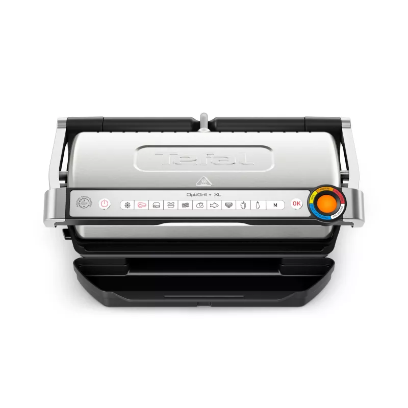 Grelhador de contacto Tefal OptiGrill + XL GC728D10, 2000 W, placas antiaderentes 800 cm², 9 programas, superfície de cozedura 400×200 mm