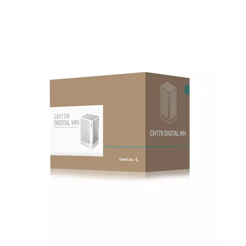 DeepCool CH170 Digital R-CH170-WHNPI0D-G-1 caixa de PC Mini-ITX Mini Tower sem fonte de alimentação, 2x USB 3.0, USB-C, branca