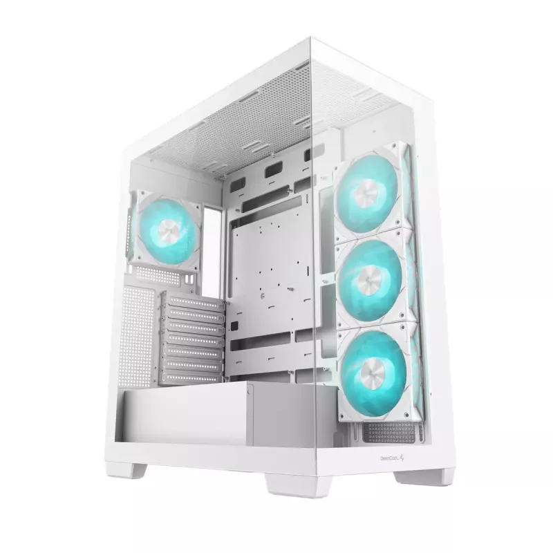 Caixa de PC DeepCool CG580 4F WH Midi Tower ATX/Micro ATX/ITX, vidro temperado, 3×120 mm + 120 mm traseira, branco
