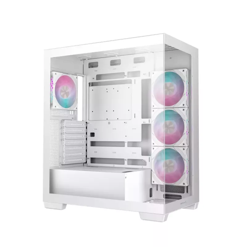 Caixa de PC DeepCool CG580 4F WH Midi Tower ATX/Micro ATX/ITX, vidro temperado, 3×120 mm + 120 mm traseira, branco
