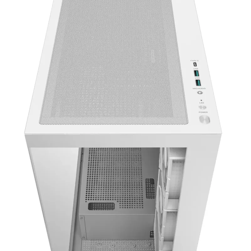 Caixa de PC DeepCool CG580 4F WH Midi Tower ATX/Micro ATX/ITX, vidro temperado, 3×120 mm + 120 mm traseira, branco