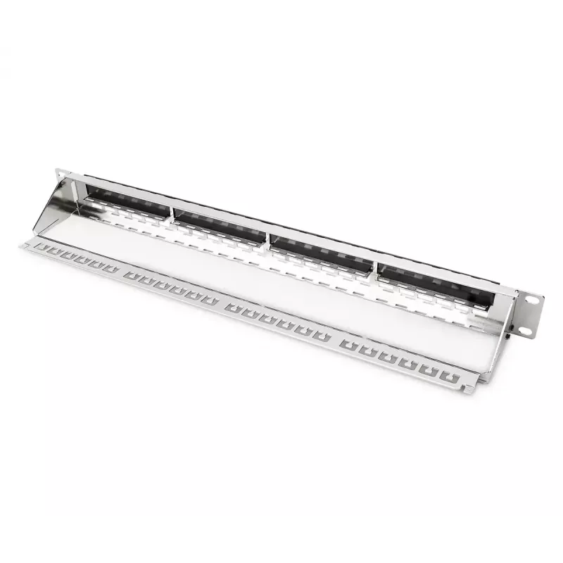 DIGITUS DN-91411-G patch panel modular, 24 portas, blindado, galvanizado, montagem em rack de 19 polegadas 1U, vazio, preto