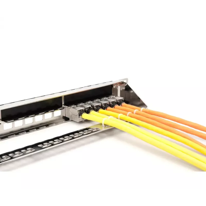 DIGITUS DN-91411-G patch panel modular, 24 portas, blindado, galvanizado, montagem em rack de 19 polegadas 1U, vazio, preto