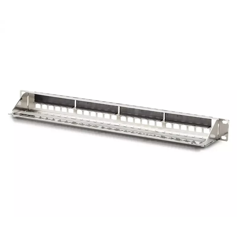 DIGITUS DN-91411-G patch panel modular, 24 portas, blindado, galvanizado, montagem em rack de 19 polegadas 1U, vazio, preto