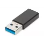 Adaptador DIGITUS USB Type-C, Type-A para C macho/fêmea, 3A, 5GB, versão 3.0, preto