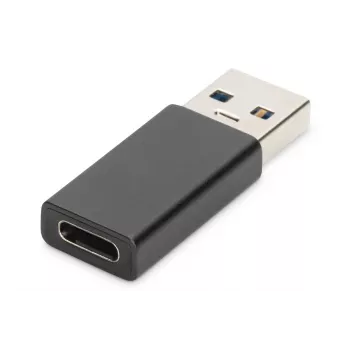 Adaptador DIGITUS USB Type-C, Type-A para C macho/fêmea, 3A, 5GB, versão 3.0, preto