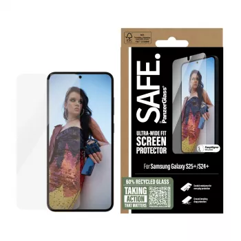 PanzerGlass SAFE. by ® proteção de ecrã Samsung Galaxy S25+ | S24+ | Ultra-Wide Fit com EasyAligner
