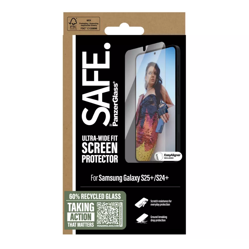 PanzerGlass SAFE. by ® proteção de ecrã Samsung Galaxy S25+ | S24+ | Ultra-Wide Fit com EasyAligner