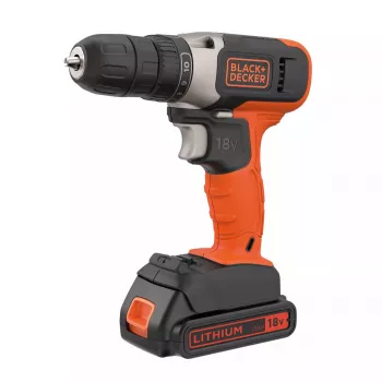 Aparafusadora com bateria Black & Decker BCD001C1, 18 V, Li‑Ion 1,5 Ah, laranja/preto