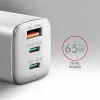 Axagon ACU-DPQ65W PD3.0 & QC4+ Carregador de parede 3 SAÍDAS 65W