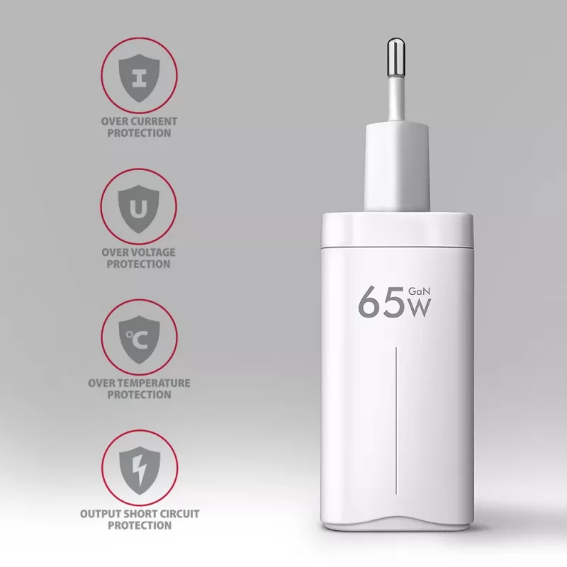 Axagon ACU-DPQ65W PD3.0 & QC4+ Carregador de parede 3 SAÍDAS 65W