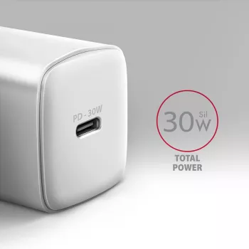 Carregador de parede Axagon ACU-PD30W 1x QC3.0/AFC/FCP/PD Type-C 30W branco