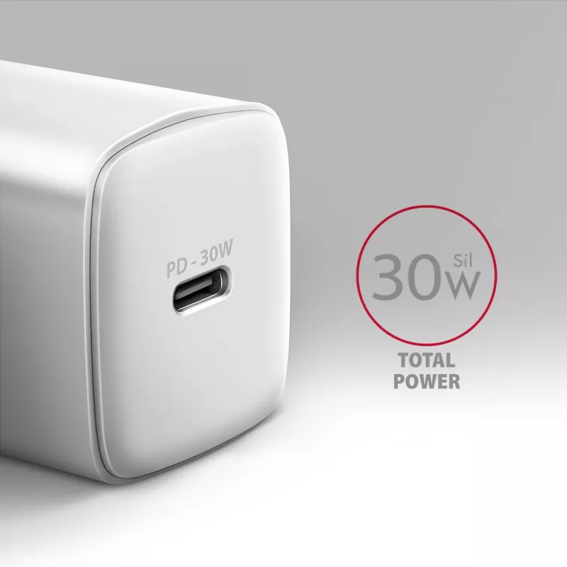 Carregador de parede Axagon ACU-PD30W 1x QC3.0/AFC/FCP/PD Type-C 30W branco