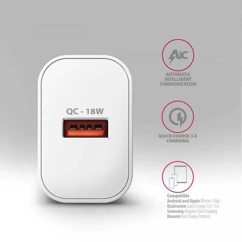 Axagon ACU-QC18W QC3.0 Carregador de parede 1xSAÍDA 18W