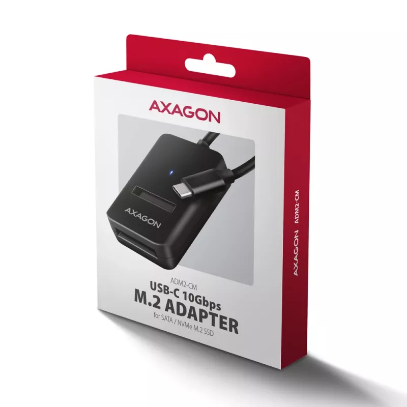 Axagon ADM2-CM Adaptador USB-C M.2 NVMe SATA 10Gbps preto