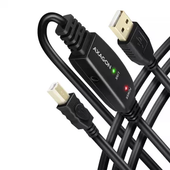 Axagon ADR-210B Cabo ativo de ligação/repetidor USB 2.0 ficha A macho para ficha B macho, 10 m