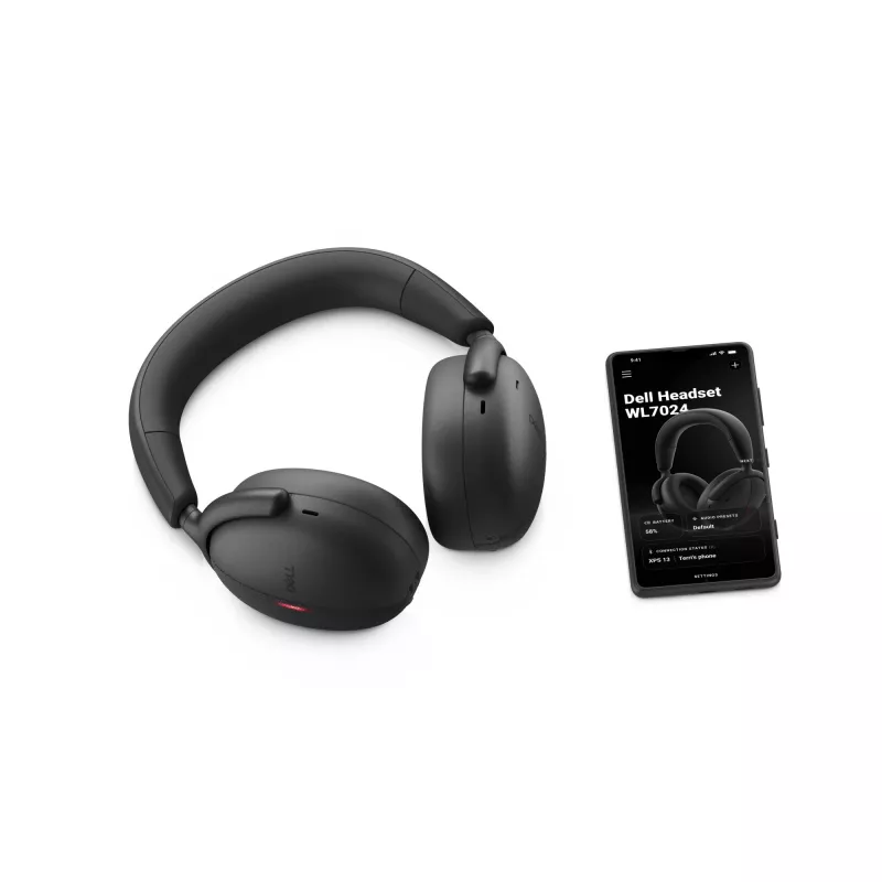 DELL Pro Premium Wireless ANC Headset - WL7024, com fios e sem fios, chamadas/música, 20 - 20000 Hz, 297 g, headset, preto