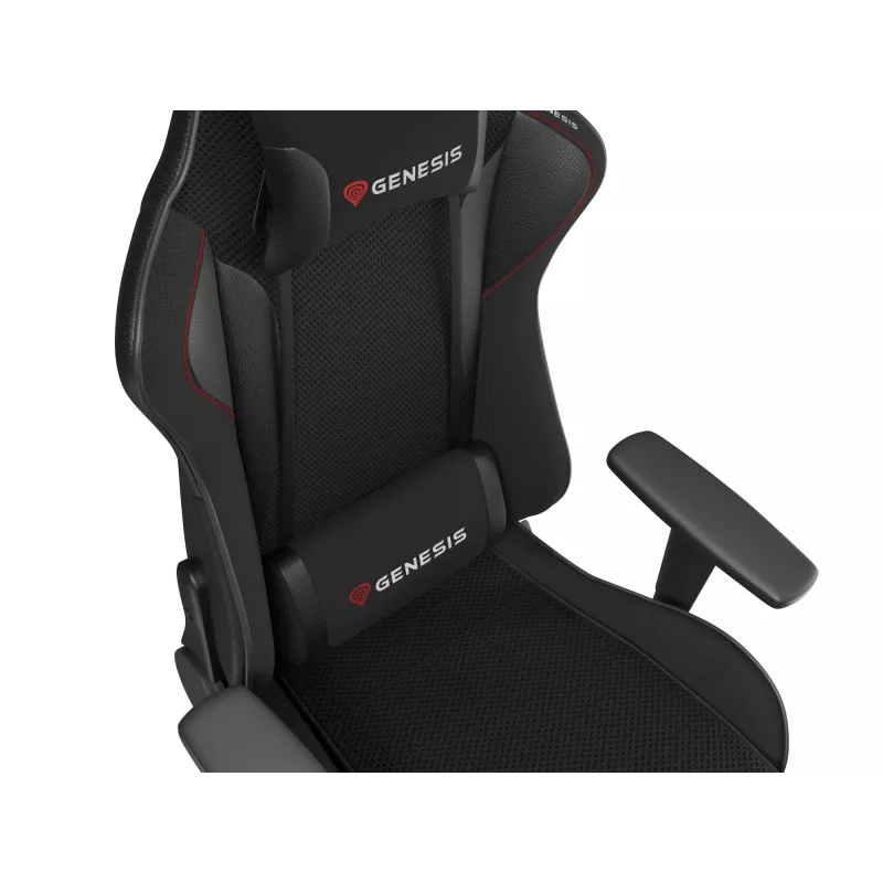Cadeira gaming GENESIS Nitro 440 G2, assento acolchoado, tecido/couro sintético, cinzento/preto, máx. 120 kg, encosto e apoios de braços 1D ajustáveis