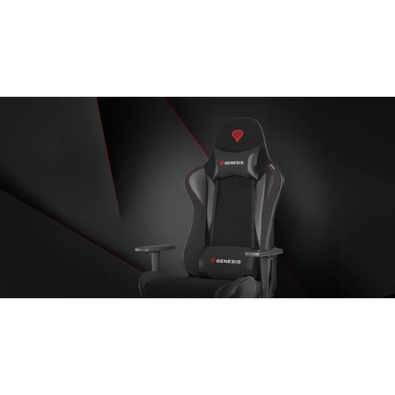 Cadeira gaming GENESIS Nitro 440 G2, assento acolchoado, tecido/couro sintético, cinzento/preto, máx. 120 kg, encosto e apoios de braços 1D ajustáveis