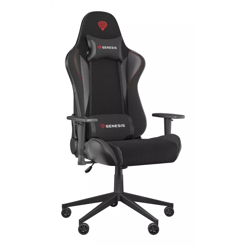 Cadeira gaming GENESIS Nitro 440 G2, assento acolchoado, tecido/couro sintético, cinzento/preto, máx. 120 kg, encosto e apoios de braços 1D ajustáveis