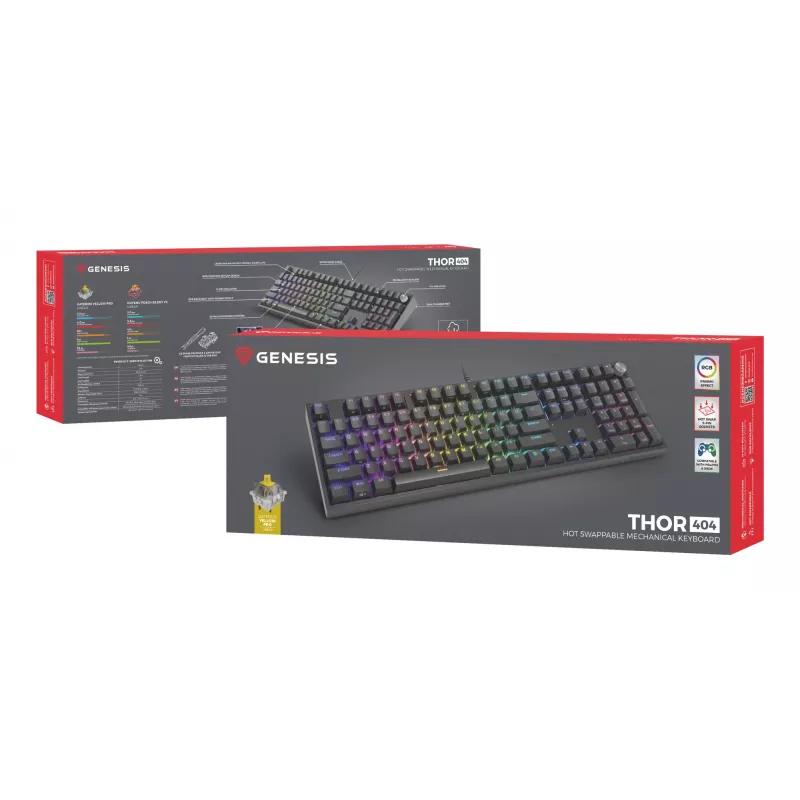Teclado GENESIS THOR 404 universal USB QWERTY inglês preto