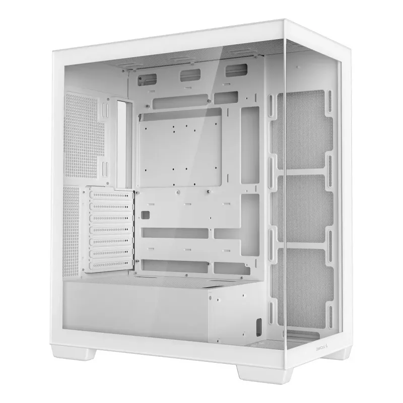 DeepCool CG580 WH R-CG580-WHNDA0-G-1 caixa de PC Mid Tower, ATX/micro-ATX/Mini-ITX, 2x vidro temperado, suporte para ventoinhas de 120/140 mm, 2x baías de 3,5 polegadas + 3x baías de 2,5 polegadas, sem fonte de alimentação, branca