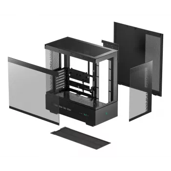 Caixa de PC DeepCool CH690 DIGITAL tower preta — ATX/Micro-ATX/Mini-ITX, ecrã LCD, 3x2,5 polegadas + 1x3,5 polegadas baías, GPU até 450 mm, arrefecedor de CPU 182 mm