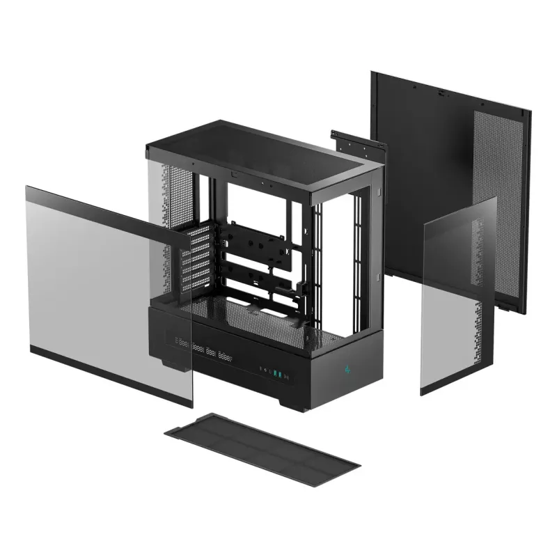 DeepCool CH690 Digital R-CH690-BKNNA0D-G-1 caixa de PC Mid Tower, ATX/micro-ATX/Mini-ITX, 2x vidro temperado, 1x baía de 3,5 polegadas + 3x baías de 2,5 polegadas, 8 ranhuras de expansão, sem fonte de alimentação, preta