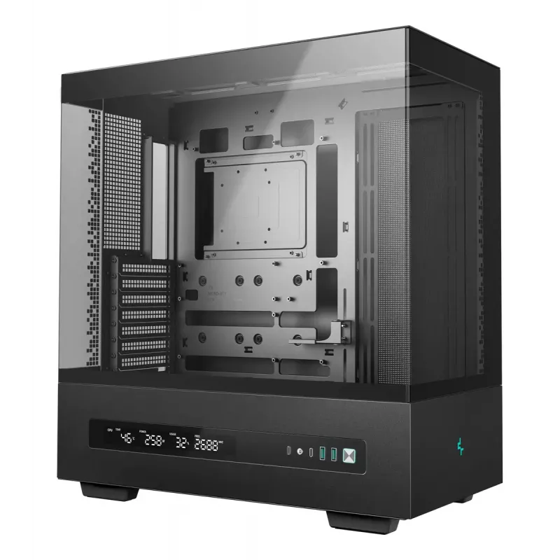 DeepCool CH690 Digital R-CH690-BKNNA0D-G-1 caixa de PC Mid Tower, ATX/micro-ATX/Mini-ITX, 2x vidro temperado, 1x baía de 3,5 polegadas + 3x baías de 2,5 polegadas, 8 ranhuras de expansão, sem fonte de alimentação, preta
