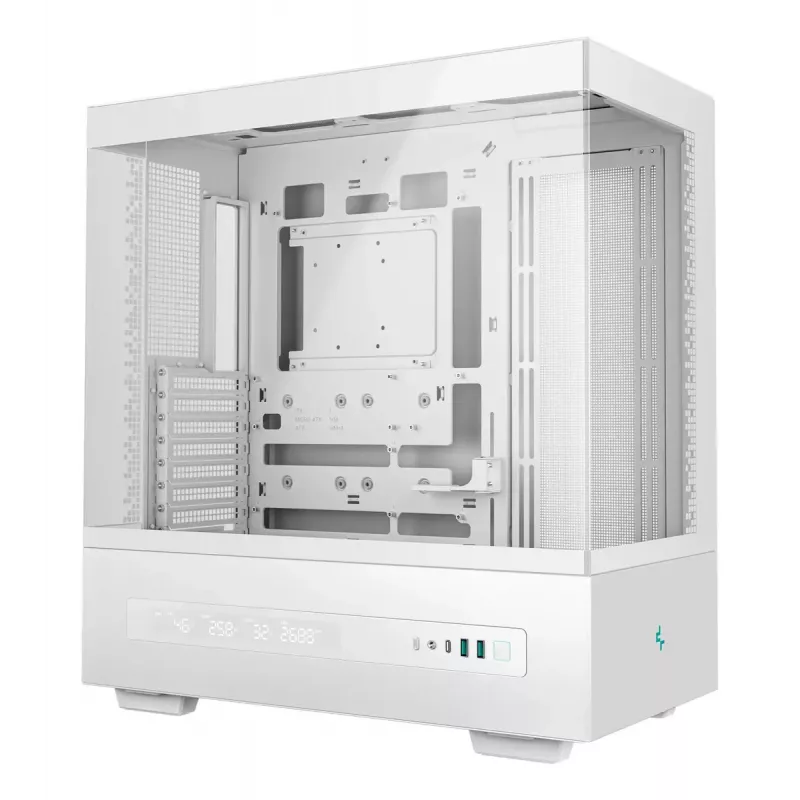 DeepCool CH690 Digital WH R-CH690-WHNNA0D-G-1 caixa de PC Mid Tower, ATX/micro-ATX/Mini-ITX, 2x vidro temperado, 1x baía de 3,5 polegadas + 3x baías de 2,5 polegadas, 8 ranhuras de expansão, sem fonte de alimentação, branca