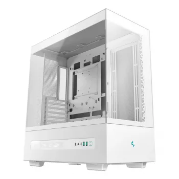 Caixa de PC DeepCool CH690 tower branca — suporte ATX/microATX, ecrã LCD, 3x baías de 2,5 polegadas, 1x 3,5 polegadas, GPU até 450 mm, altura do arrefecedor de CPU 182 mm