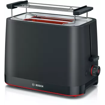 Torradeira Bosch TAT3M123 2 fatias, 950 W, preto, botão rotativo, descongelar e aquecer