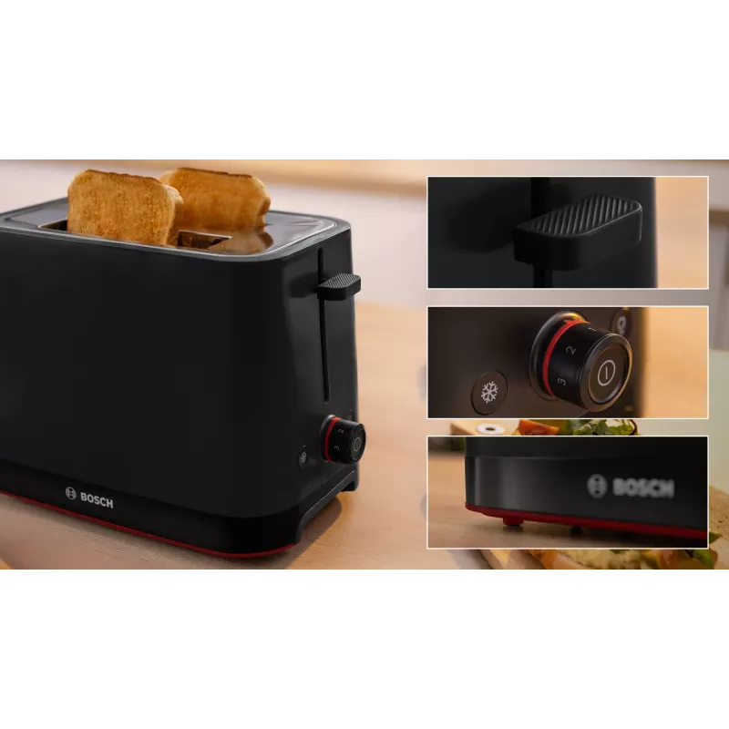 Torradeira Bosch TAT3M123 2 fatias, 950 W, preto, botão rotativo, descongelar e aquecer
