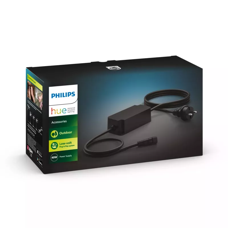 Fonte de alimentação Philips Outdoor 40W, fonte de alimentação para iluminação, preto, plástico, jardim, terraço, IP67, II